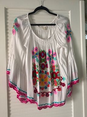 Ruby Yaya Embroidered Peasant Boho Top